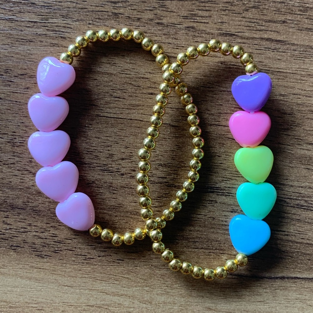 {Handmade} Colorful Heart Bracelet Set